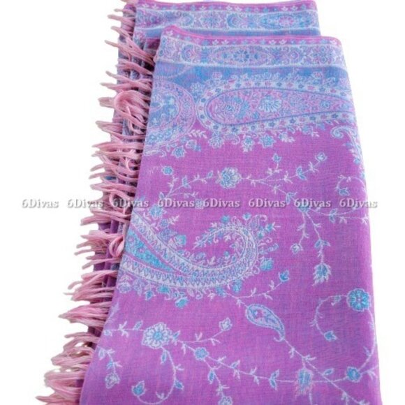 Large Oversize Wrap Around Light Pink Woolen Shawl - Picture 2 of 9